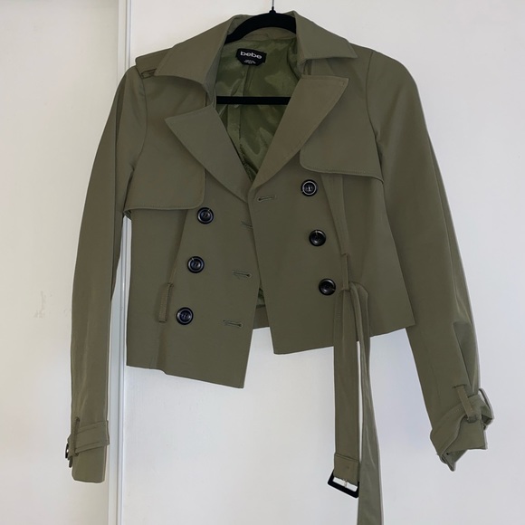 Rare bebé crop olive green trench coat - Picture 1 of 5
